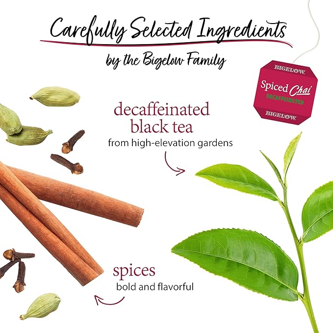 Bigelow Tea Decaffeinated Spiced Chai Black Tea, Decaf Tea with Spiced Chai, 20 Count Box (Pack of 6), 120 Total Tea Bags
