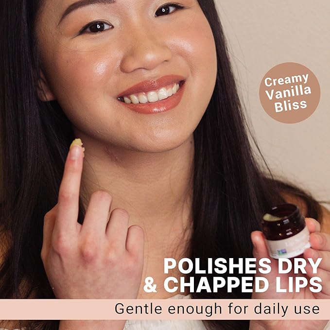 Lip Scrub Exfoliator Vanilla - USA Made Sugar Lip Scrubber with Natural & Organic Ingredients