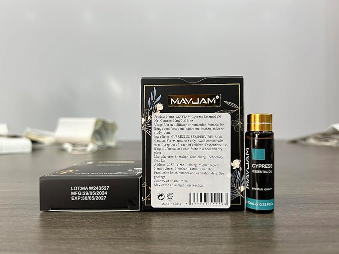 Cypress Essential Oil, MAYJAM 10ML/0.33FL.OZ Premium Cypress Oils for Soap Candle Making, Diffuser, Bedroom, Living Room, Office