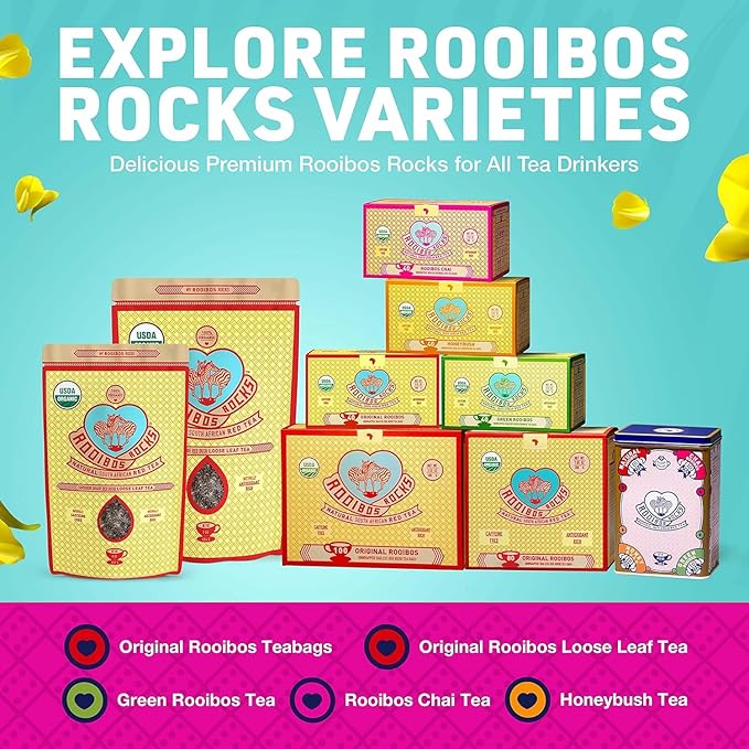 Caffeine Free Chai Rooibos 40 Tea Bags ā Ethically Farmed, USDA Organic Chai Tea Bags - South African Red Bush Caffeine Free Chai Tea in Tagless Teabags - Refreshing, Naturally Sweet Ultra Low Tannin