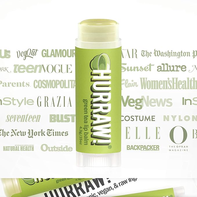 Hurraw! Green Tea Lip Balm, 2 Pack: Organic, Certified Vegan, Cruelty and Gluten Free. Non-GMO, 100% Natural Ingredients. Bee, Shea, Soy and Palm Free. Made in USA