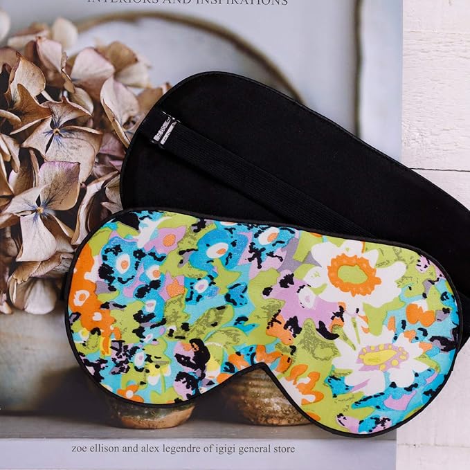 Maxfeel 100% Pure Silk Eye Mask - Sleep Eye Cover in Printed Colors (#17)