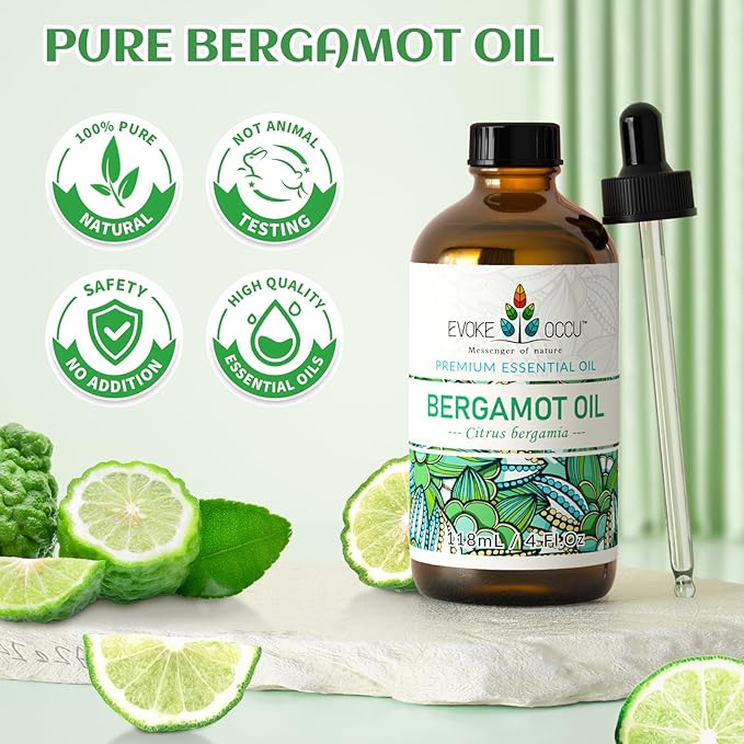 EVOKE OCCU Bergamot Essential Oil for Diffuser Skin Relaxation & DIY Wool Dryer Balls - 4 FL Oz