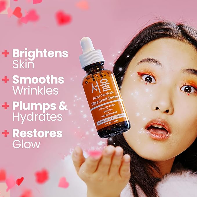 Korean Skin Care Set - Snail Mucin Glow Kit Contains Snail Hyaluronic Acid Serum + Snail Turmeric Mask + Snail Eye Cream + Snail Face Cream Moisturizer