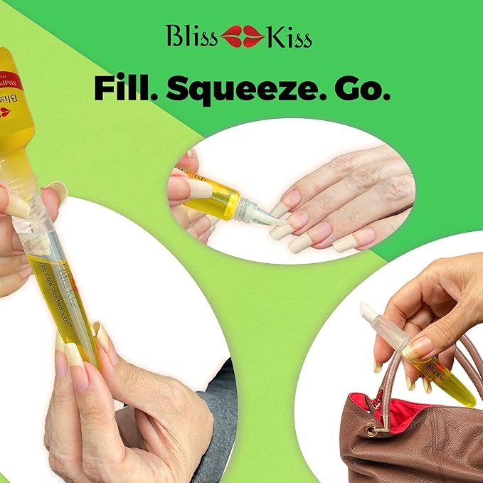 Bliss Kiss Refillable Nail Oil Pen & Simply Pure Cuticle Oil 15 ml Bottle Bundle