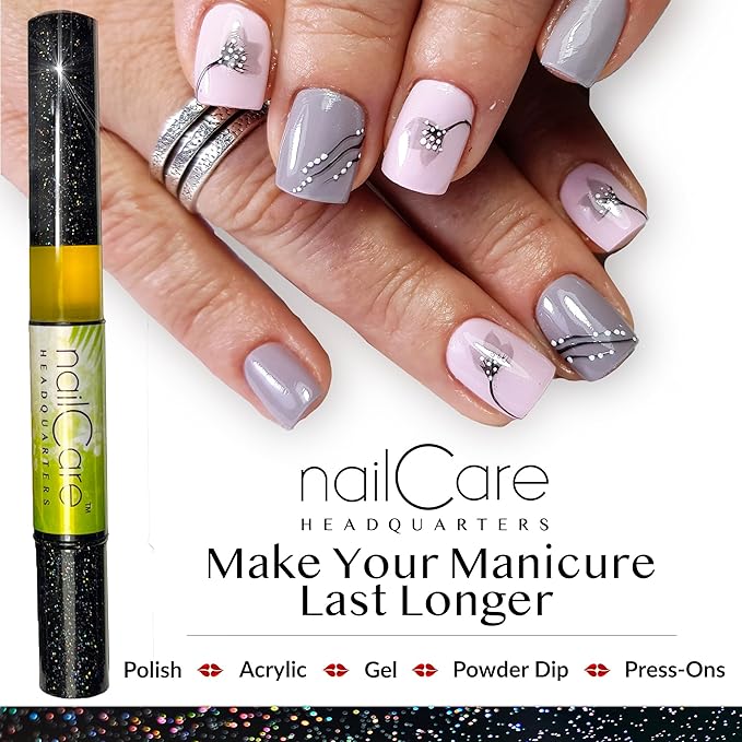 Cuticle Oil Pen for Nails - Nail Strengthener & Growth Serum for Damaged Nails, Hangnails w/Jojoba cuticle oil—Mixed Fragrances - Holographic Glitter Pens 4-Pack
