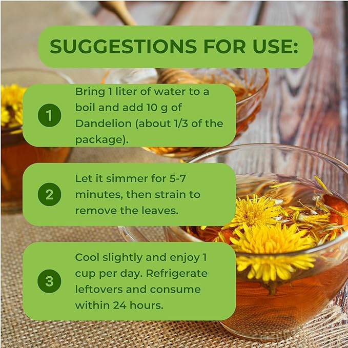 Hanan Te de Diente de León 30g - Dandelion Leaf and Root Loose Leaf Tea for Digestive Support & Detox Natural Herbal Tea from Peru (1.1oz)