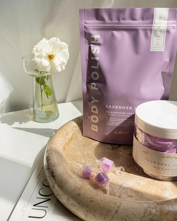Body Polish, 8oz. - Lavender Luxury Scented Body Scrub Exfoliator for Women, Exfoliating Sugar Scrub To Lotion Moisturizer, Gentle Exfoliant for Dry and Sensitive Skin, Handmade in USA