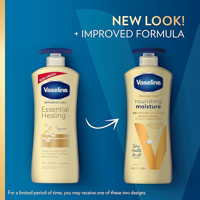 Vaseline Intensive Care Body Lotion Nourishing Moisture 4 Count for Dry Skin, with Ultra-Hydrating Lipids + Pure Oat Extract 20.3 oz