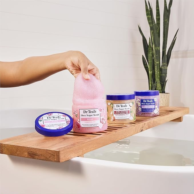 Dr Teal's Shea Sugar Body Scrub, Rose with Essential Oil, 19 oz (Pack of 3)