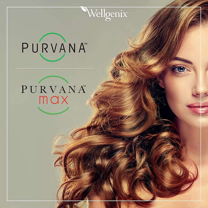 Wellgenix Purvana Hair, Skin, and Nails Vitamin - Softgels for High Absorption - Double Strength 2500mcg Biotin, VIT A & B (30 Count) (Pack of 2)