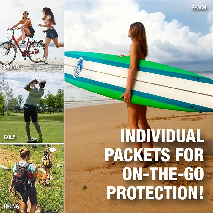 Sun X 50 SPF Individual Sunscreen Packets Travel Size - Pack of 300 Paraben, Oxybenzone, & White Cast Free Broad Spectrum SPF Sunscreen Packets - Water & Sweat Resistant For Up To 80 Minutes