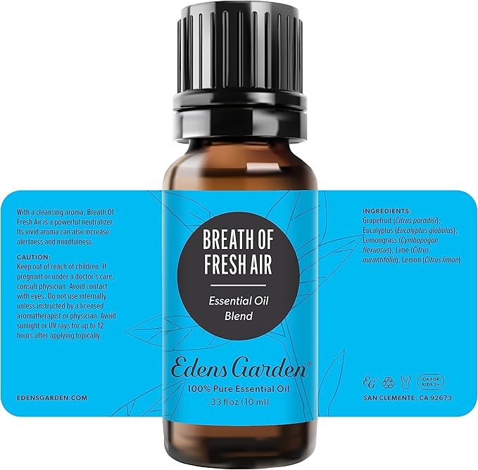 Edens Garden Breath of Fresh Air Essential Oil Blend- 100% Pure Premium Grade, Undiluted, Natural, Therapeutic, Aromatherapy, The Best for Diffusing, Skin, Humidifiers, Candle 10 ml (.33 fl oz)