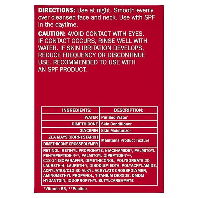 Olay Retinol Face Moisturizer, 24 MAX Anti-Aging Night Cream for Women, Fragrance-Free, Non Greasy - Anti-Wrinkle, Smooth Fine Lines, Tightening, Hydrating Skin Care - Peptides, Glycerin, 1.7 Oz