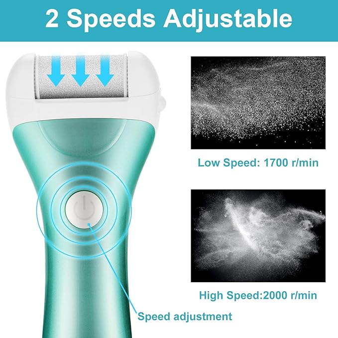 Callus Remover for Feet, Nicebirdie Electric Foot File Callus Removers Rechargeable Waterproof Pedicure Tools Foot Scrubber Shaver Feet Care Tool for Cracked Heels Dead Skin (Green)