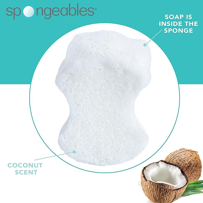 Spongables Pedi Scrub Foot Exfoliating 20+ Wash Sponge, Coconut Colada, 2 Count