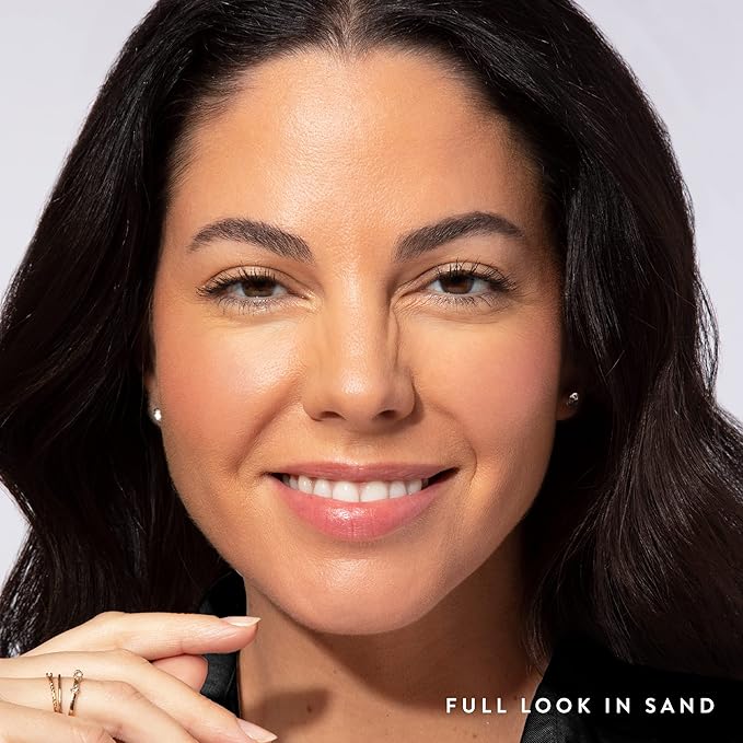 Blush-n-Glow Kit (3 PC): LAURA GELLER NEW YORK Baked Balance-N-Glow Illuminating CC Powder Foundation Sand, Retractable Kabuki Brush, Baked Blush-N-Brighten Pink Grapefruit