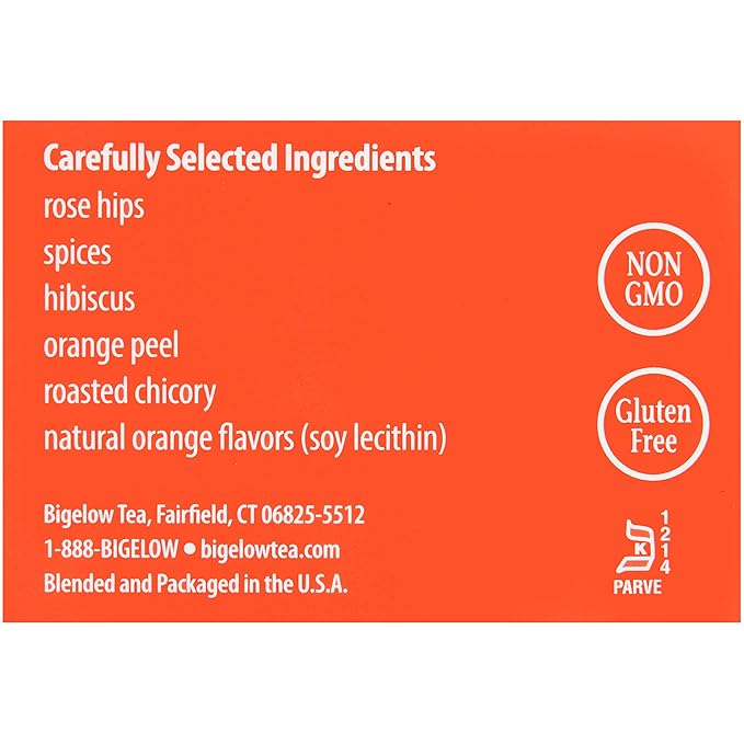 Bigelow Orange & Spice Herbal Tea 28-Count Box (Pack of 1) Caffeine-Free Soothing Herbal Tea Sweetly Citrus-y Tea with an Herbal Twist