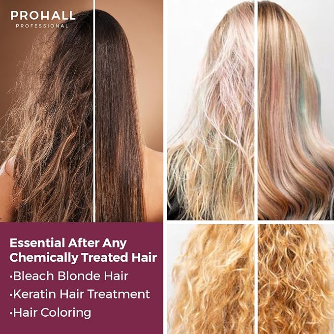 Prohall Cosmetic Deep Conditioning Brazilian Ampule for Extremely Damaged Blonde Hair & PH Stabilizing Equalize Hair Mask - Post Keratin, Coloring & Bleaching Treatment