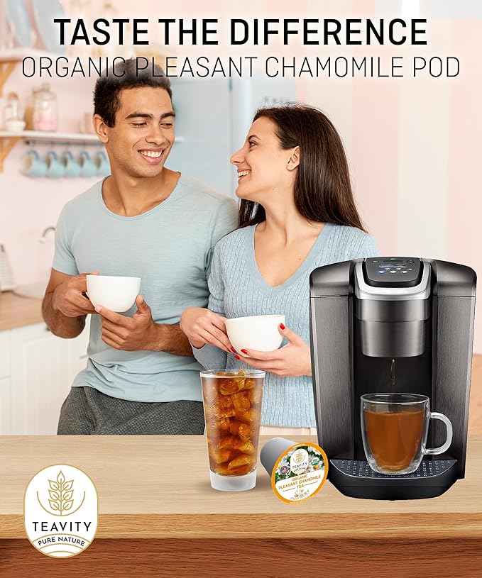 Organic Chamomile Tea Pods for Keurig - Decaf Tea Pods - Pleasant Chamomile by Teavity (24 Tea Pods)