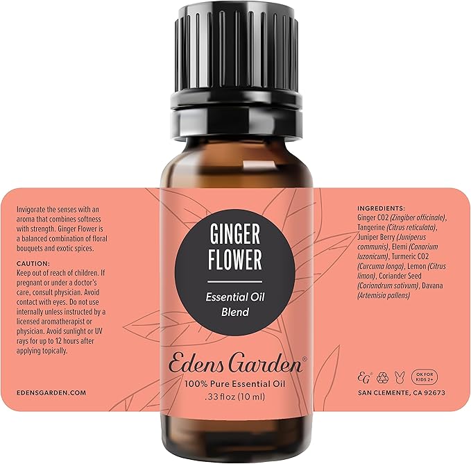 Edens Garden Ginger Flower Essential Oil Blend- 100% Pure Premium Grade, Undiluted, Natural, Therapeutic, Aromatherapy, The Best for Diffusing, Skin, Candle, Laundry 10 ml (.33 fl oz)
