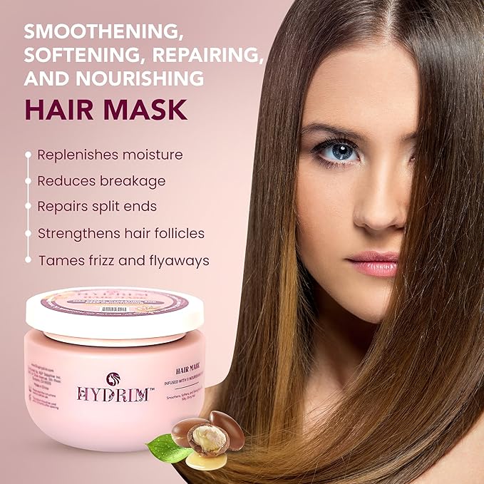 Botanical Hydrating Hair Mask for Damaged Hair – Max Repair & Deep Hair Conditioner – Hair Moisturizer, Infused with Argan Oil Plus 10 More Nourishing Oils – Fresh Floral Aroma, 8.45 fl oz