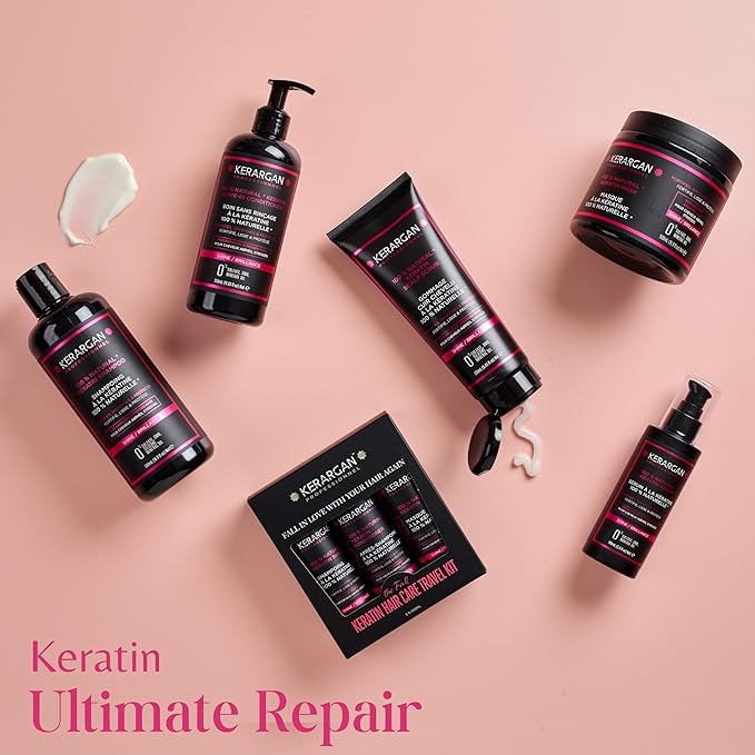 KERARGAN - Ultra Repairing Keratin Hair Serum for Damaged Hair - Protective, Smoothing - Natural Oils of Castor, Macadamia, Argan - Sulfate-Free, Non-GMO, No Mineral Oil - 3.4 Fl oz