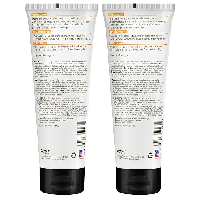 Hi-Pro-Pac Hair Mask - Extremely Damaged Hair Repair - (2-Pack) 8 fl oz - Intense Protein Treatment Masque - Deeply Conditions, Fortifies, and Helps Prevent Split Ends and Breakage