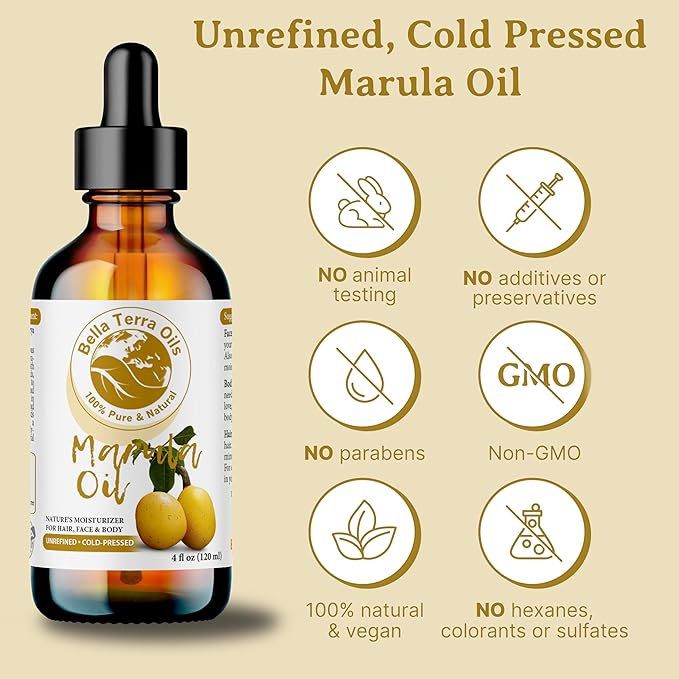 Bella Terra Oils - Marula Facial Oils 16oz - Dive Deep into the Luxury of Nature, Rich in Flavonoids & Minerals, Daily Dose of Radiance