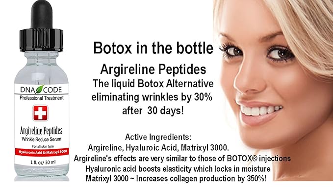 DNA Code®-No Needle Alternative-Pure Argireline Peptides Wrinkle Reduce Serum+ Matrixyl 3000+Hyaluronic Acid