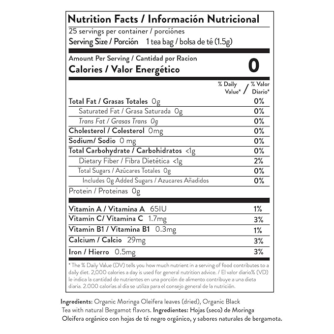 Miracle Tree - 3 Count of Organic Moringa Superfood Tea, 25 Individually Sealed Tea Bags, Earl Grey (Keto, Detox, Energy/Immunity Booster, Vegan, Gluten-Free, Organic, Non-GMO, Lightly Caffeinated)