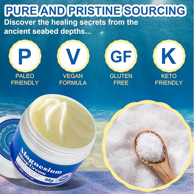 Magnesium Cream, Magnesium Cream for Sleep,Feet,Soothes Muscle Tension,Magnesium Lotion for Relaxation,3.17oz, Magnesium Oil for Feet, Promote Relaxation