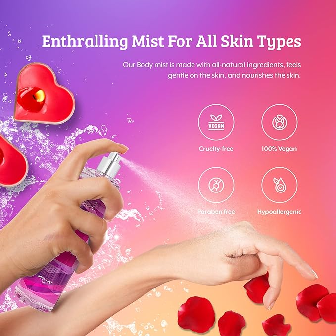 Home Spa Gift 10oz Deep Moisturizing Fragrance Body Lotion & 8 oz. Fine Fragrance Body Mist Set Luxury Self-Care Combo for Women and Girls (Spell Bound Love) Mother’s Day Gift for Mom