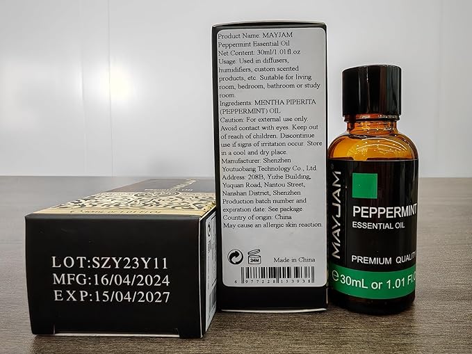 Peppermint Essential Oil, MAYJAM Peppermint Oil for Diffusers for Home, 30ML Pure Essential Oils for Humidifiers or DIY Bath Bomb for Home-1.01FL.OZ