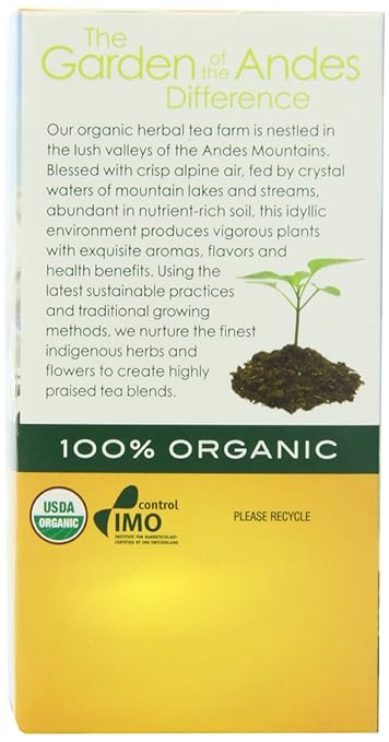 Garden of the Andes Herbal Organic Decaf Chamomile Hot Tea Bags, 0.9 oz, 20 Tea BagCount