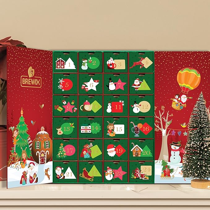 BREWIX, Herbal & Tea Gift Calendar, Advent Calendar 2024 Loose Leaf Teas | Limited Edition I 24 Unique Flavors | Best for Birthdays, Anniversaries & Holidays | Christmas Advent Calendar 2024 for Adults, Advent Calendar 2024 Adult Women and Men