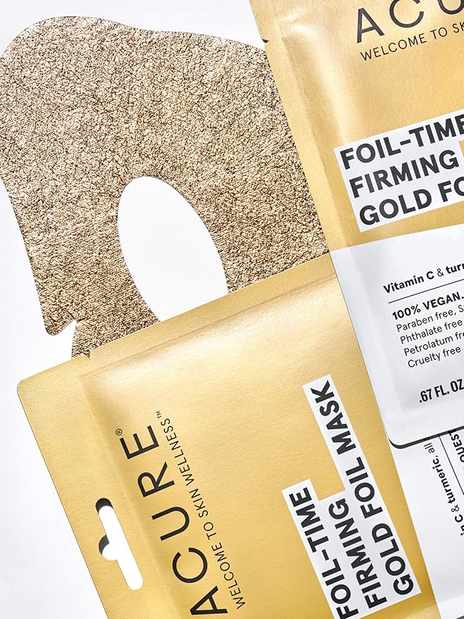ACURE Foil Time Firming Gold Foil Mask Single, 0.67 Fl Oz