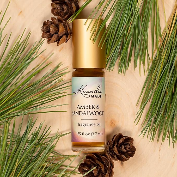 Kuumba Made Amber & Sandalwood Fragrance Oil Roll-On 0.125 fl oz (3.7ml) | Rollerball Perfume | Alcohol Free