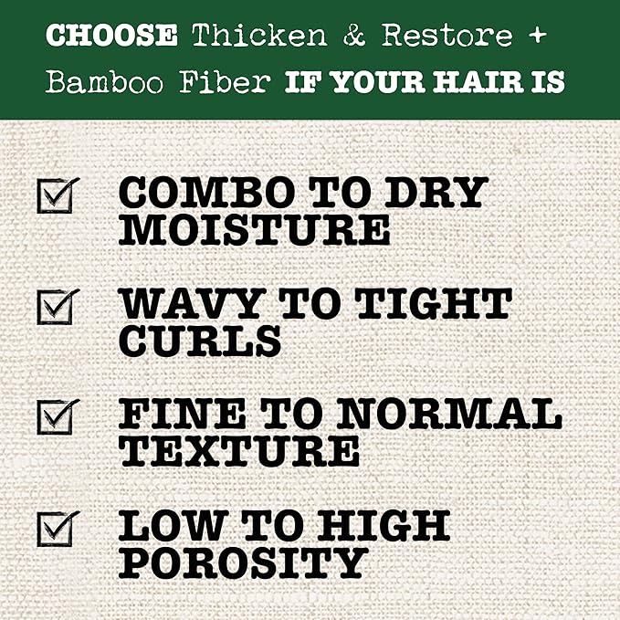 Maui Moisture Thicken & Restore + Bamboo Fibers Strengthening Shampoo to Soften Transitioning or Natural Hair & Renew Brittle Hair, Vegan, Silicone & Paraben-Free, 13 fl oz (Pack of 2)