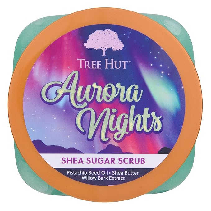 Tree Hut Aurora Nights Shea Sugar Scrub | Exfoliating Body Scrub Removes Dead, Dry Skin for a Soft & Hydrated Feel | Nourishing Essential Body Care | 18 fl oz.