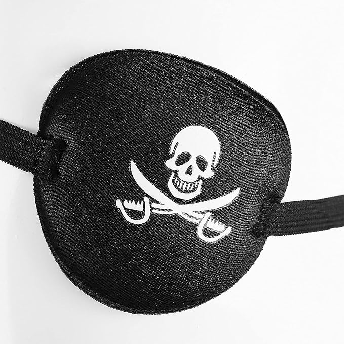 Black Single Eye Mask, Pirate Skull Crossbone Eye Patch,Adjustable 3D Eye Patch for Adult and Kid (Pirates Design)