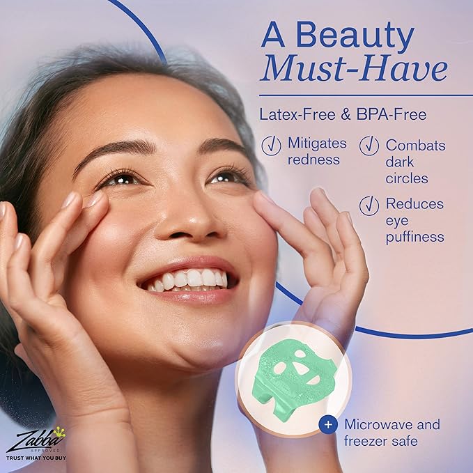 Facial Mask Get Rid of Puffy Eyes Migraine Relief, Sleeping, Travel Therapeutic Hot Cold Compress Pack Gel Beads, Spa Therapy Wrap for Sinus Face Puffiness Headaches Gel Mask