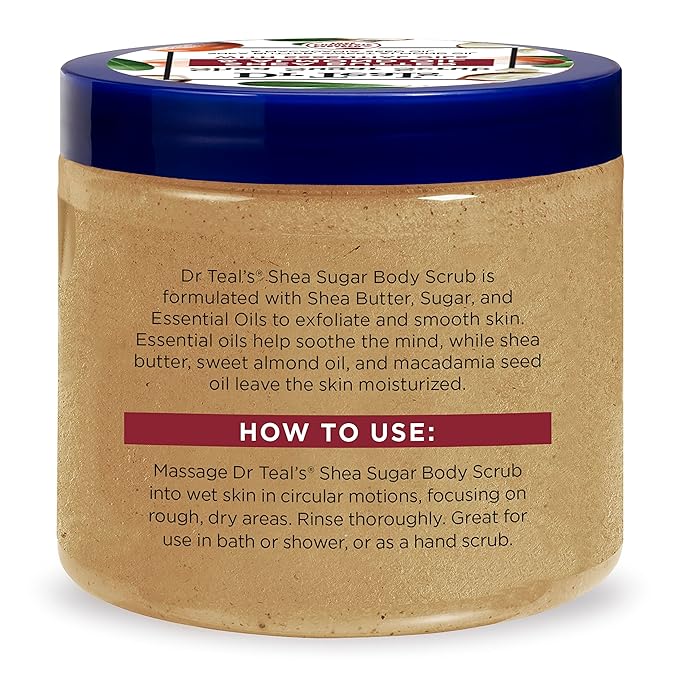 Dr Teal's Shea Sugar Scrub Trial Pack, Rose, Shea Butter, Citrus 19 oz (Pack of 3)