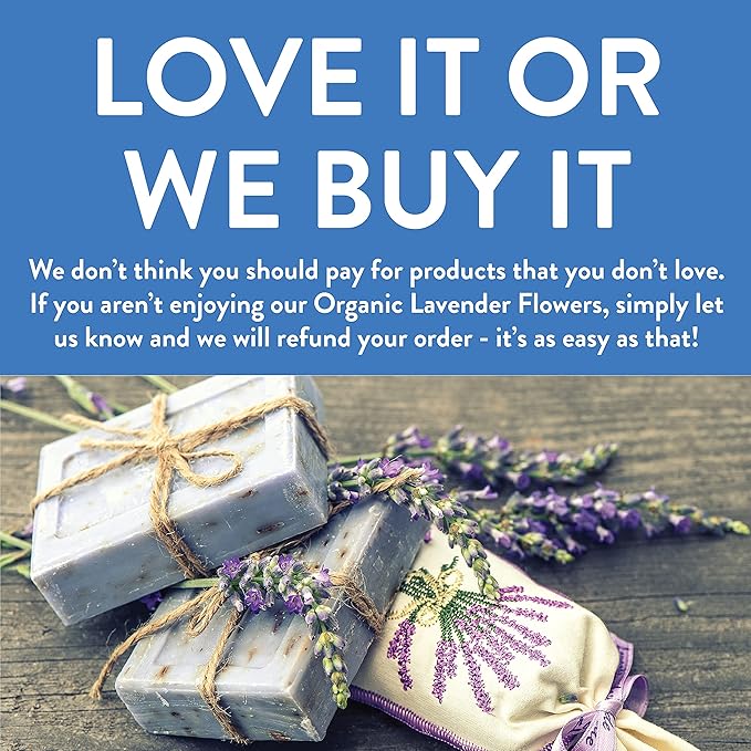 FGO Organic Dried Lavender Flowers, Extra Grade Dried Buds, Imported From France for Culinary or Sachet Bags, 4oz, Packaging May Vary (Pack of 1)