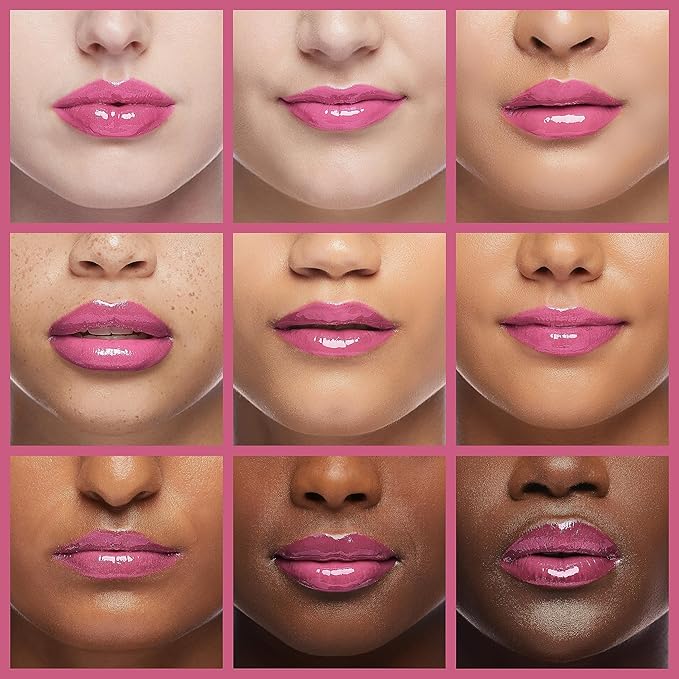 Plumping Lip Oil, Hydrating Gloss Tinted Lip Balm Transparent Lip Care, Big Brush Head Glitter Shine, Long Lasting Nourishing Non-sticky Fresh Texture(RASPBERRY)