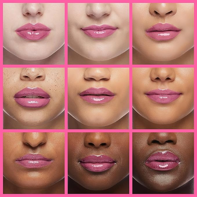 Plumping Lip Oil, Hydrating Gloss Tinted Lip Balm Transparent Lip Care, Big Brush Head Glitter Shine, Long Lasting Nourishing Non-sticky Fresh Texture(2PCS CHERRY)