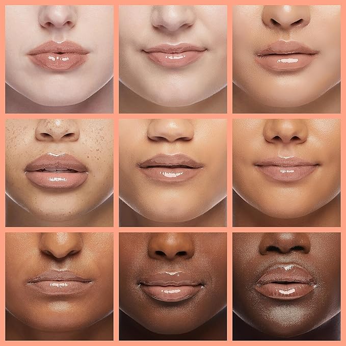 Plumping Lip Oil, Hydrating Gloss Tinted Lip Balm Transparent Lip Care, Big Brush Head Glitter Shine, Long Lasting Nourishing Non-sticky Fresh Texture(PINK)