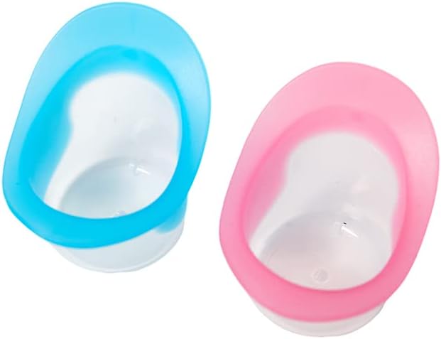 2Pcs Blue and Pink Eye Wash Cup Eye Wash Kit with Storage Container Bath Kit Silicone Eyelash Lid Care for Tired Dry Eyes Effective Eye Cleaner Solution Soothing Tired Eyes