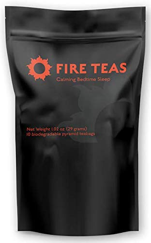 FIRE TEAS - Calming Sleep Tea - Organic Valerian Root, Lemongrass, Chamomile, Cardamom, Cinnamon, Ginger - Bedtime Herbal Tea For a Good Night's Deep Sleep -