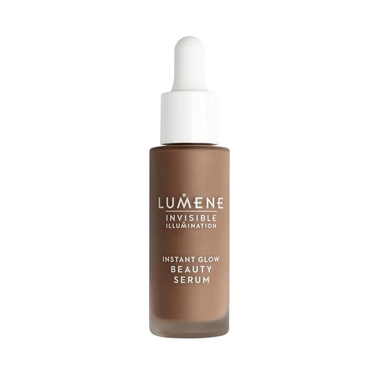 Lumene Invisible Illumination Instant Beauty Glow Serum - Sheer-Coverage Face Makeup + Brightening Serum - Infused with Nordic Algae and Vitamin E for Instant Radiance - Universal Deep (30ml)